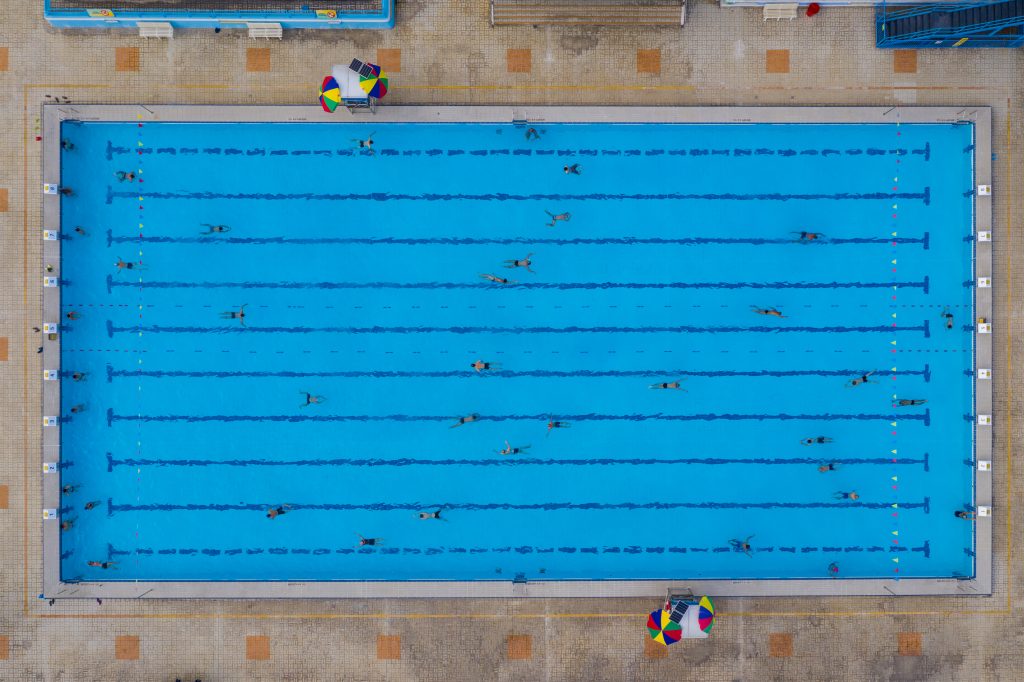 Top down view of swimming pool